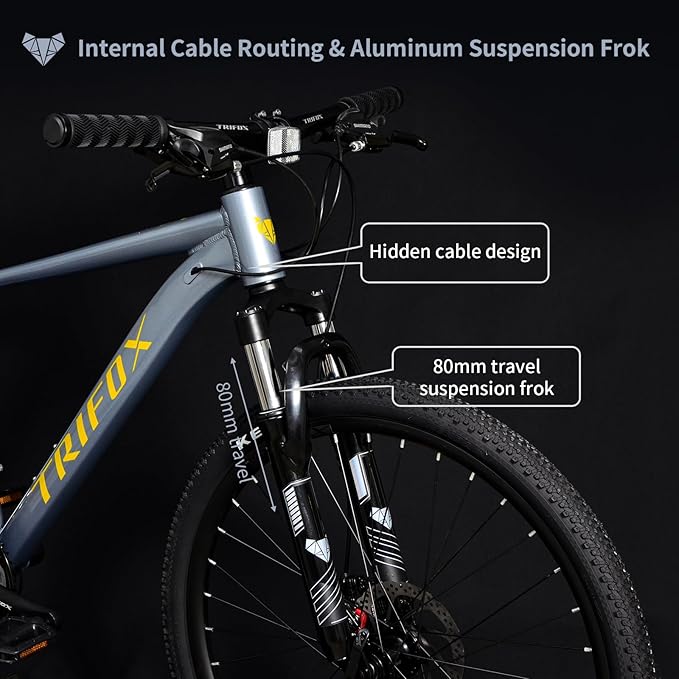 TRIFOX Aircraft-Grade Aluminum Alloy 26 Inch Mountain Bike with Shimano 21 Speed, Front Suspension Frok, Dual Disc Brakes, 15/17 Inch Frame for Men Women Boys and Girls