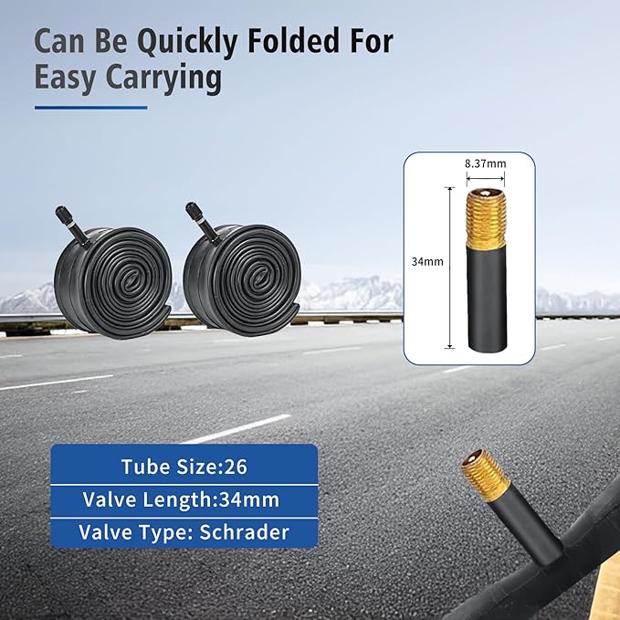 26x1.75 Bike Tires 2PCS, HUIOK 26 Inch Replacement Kits Bicycle Tires with 2 Tubes and 2 Levers