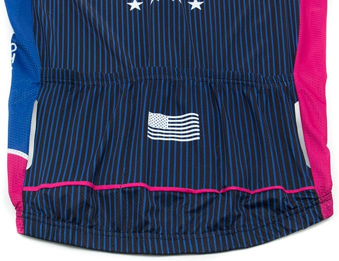 Lo.gas USA Cycling Jersey Men Short Sleeve Bike Biking Shirts American Flag Road Bicycle Clothing Full Zip with Pockets