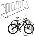 Single Side 9 Bike Floor Rack 110 Inch Length Freestanding Bicycle Parking Stand In Ground Grid Design for Garages Streets Yards and Bike Events Heavy Duty Storage (Grey, Single Side 9 Bike)