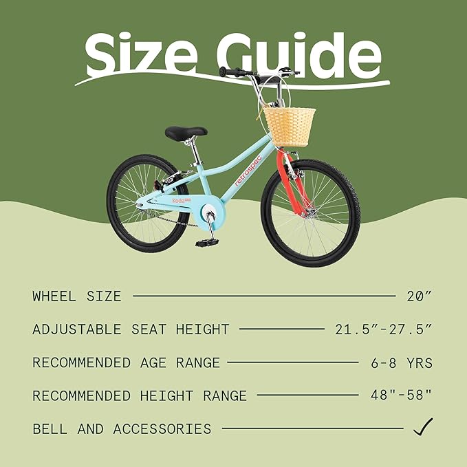 Retrospec Koda Plus Kids Bike for Boys & Girls Ages 6-8 Years - 20" Children's Bicycle, Adjustable Seat & Handlebars