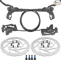 MT200 Disc Brake Set,hydraulic Disc Brake Kit with 160mm Rotors, Left Front 850mm & Right Rear 1450mm,Aluminum Alloy Dual-Piston Hydraulic Brake Kit for Mountain Bike