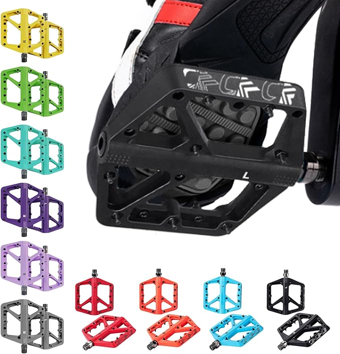 Light Weight Cycling Pedals Secure Grips Flat Mountain Bike Pedals with Sealed Bearing Suitable for Street Bikes 1 Pair
