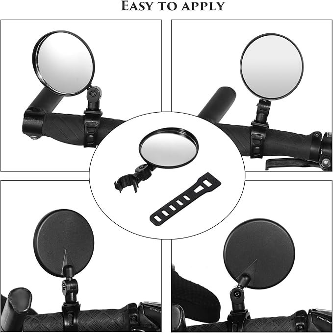 2 Pieces Bike Mirror Cycling Rear Mirror Adjustable 360 Degree Rotatable Handlebar Rearview Bicycle Mirrors Shockproof Wide Angle Acrylic Convex Safety Mirror for Most Mountain Road Bike