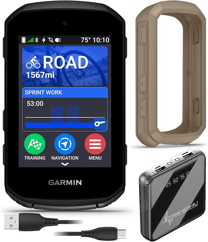 Garmin Edge 850 Compact GPS Cycling Computer, 2.7" Color Touchscreen Display, Bike-Specific Mapping, Advanced Training & Performance Insights + Silicone Case w/ Wearable4U PowerBank Bundle