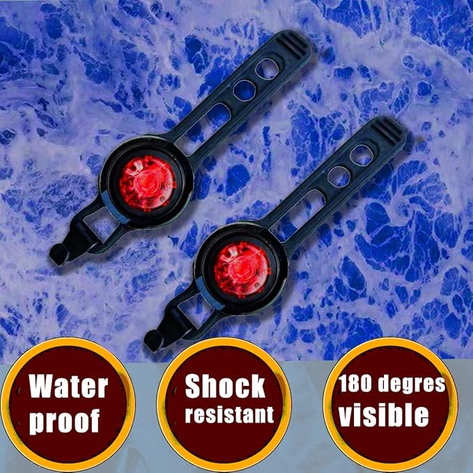 2PCS Rear Bike Tail Light Mini Strap-On LED Micro Bicycle Lights,180 Degree Visibility - Safety on All Sides