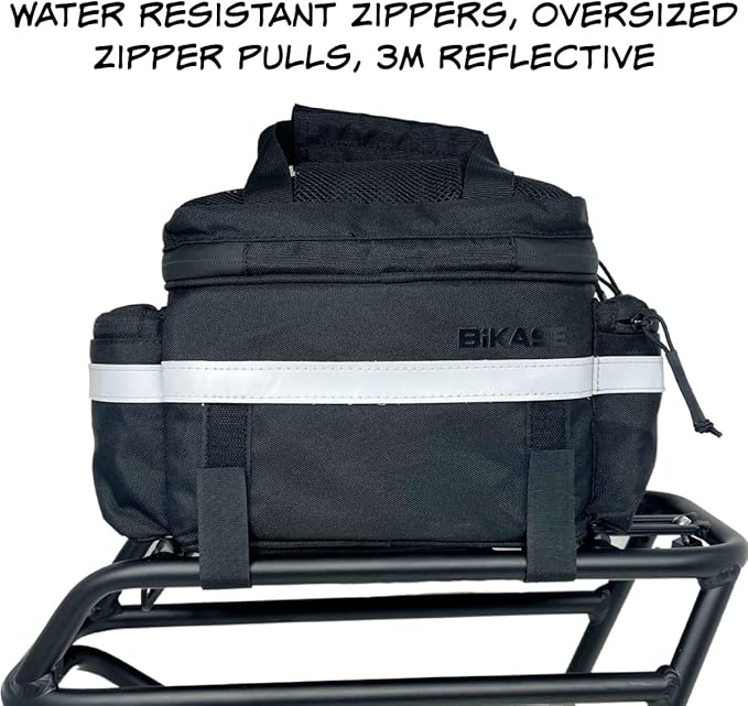 BiKase Kool Pak Insulated Bike Cooler Bag, Waterproof and Mountable on Rear Rack or Handlebars, with Mesh Pocket and Side Pockets, Perfect Bike Rack Bag with Phone Holder