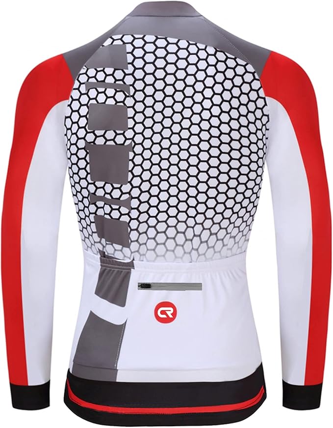 Coconut Ropamo CR Long Sleeve Cycling Jersey Mens, 3+1 Zipper Pockets Bicycle Tops Quick Dry Breathable Biking Shirt