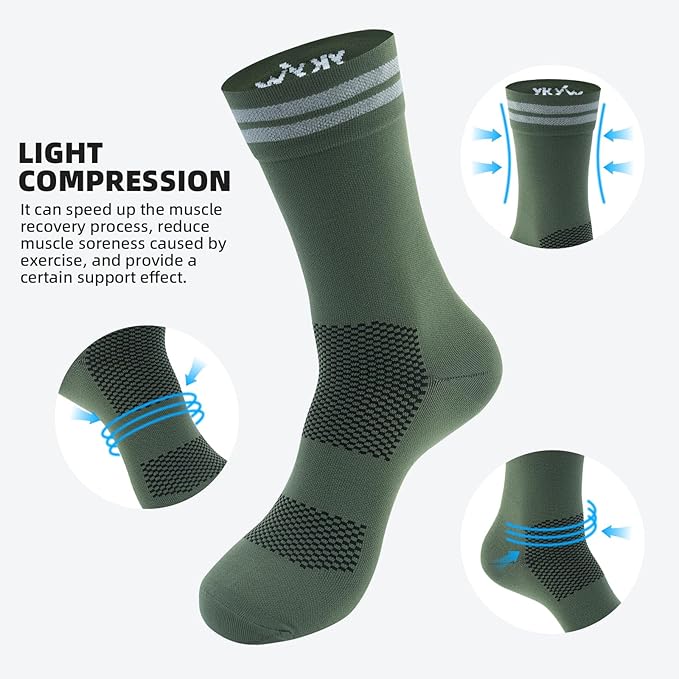 YKYWBIKE Cycling Socks for Men Women-Athletic Crew Bike Socks,Compression Biking Socks for Men Cycling,MTB Riding Socks