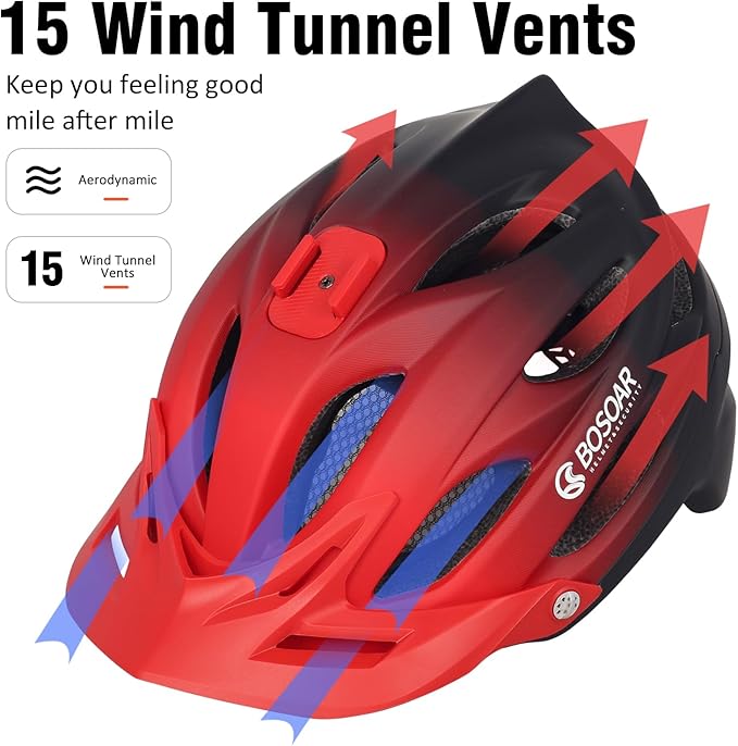 Mountain Bike Helmet,Adult Cycling Helmet with Camera Mount and Detachable Visor for Men Women Youth,Suggested Fit 55-61 Cm