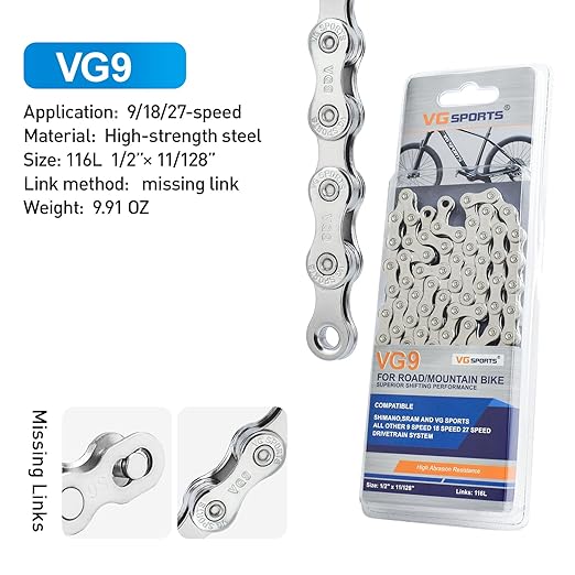 VG Sports 9 Speed MTB Groupset Bike Chain 11-42T Cassette 1x9 Speed Rear Derailleur& Shifter (9S 11-42T Set)