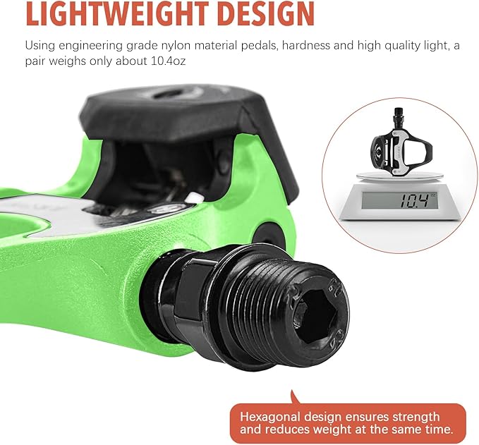 WOWSPORT Look Keo Road Bike Pedals - Lightweight Clipless Pedals with Sealed Bearings & Nylon/Carbon Body | 9/16″ Spindle, Compatible with Look Keo Cleats for Indoor & Road Cycling