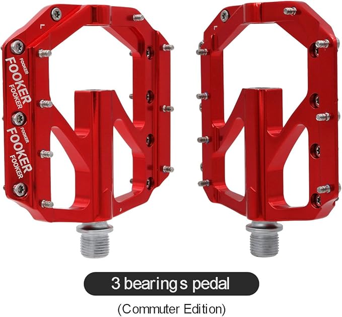 FOOKER Bike Pedals Non-Slip Aluminum Alloy MTB Mountain Bike Pedals 3 Bearing 9/16" for Road BMX MTB Bikes