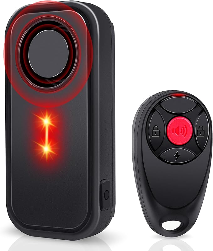 Bike Alarm System Anti Theft, 113dB Bike Alarm, Motion Alarms for E-Bike Motorcycle Scooter Bicycle Security Alert Vibration Warning Interior Safety Red LED Light IP66 Waterproof