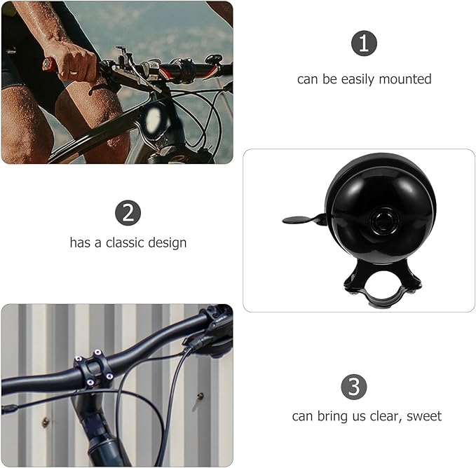 Milisten Vintage Bicycle Bell Double-Sided Loud Iron Ringing Bell Black Multi-Function Portable Cycling Accessory for Outdoor Riding