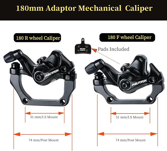 RUJOI Bike Disc Brake Kit, Aluminum Front and Rear Caliper, Full Aluminum Alloy Bicycle Brake Lever, 180mm Rotor, Mechanic Tool-Free Pad Adjuster for Road Bike, Mountain Bike