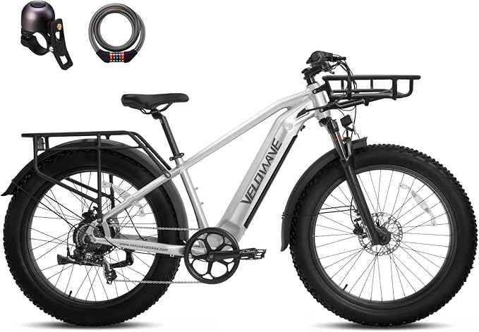 VELOWAVE Electric Bike for Adults Peak 1200W BAFANG Motor 28MPH Mountain Ebike 47.97V 14.4AH Removable LG Cells Battery 26'' Fat Tire E Bike Shimano 7-Speed