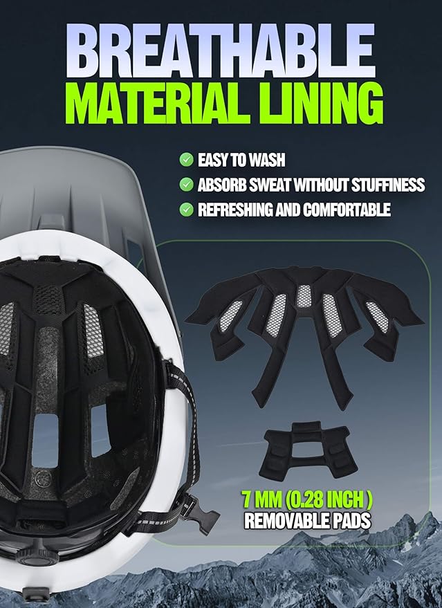 Mountain Bike Helmet for Adults & Youth Lightweight Impact-Resistant with Adjustable Dial & Removable Visor Unisex Helmet for Mountain Biking Bicycle Clcying