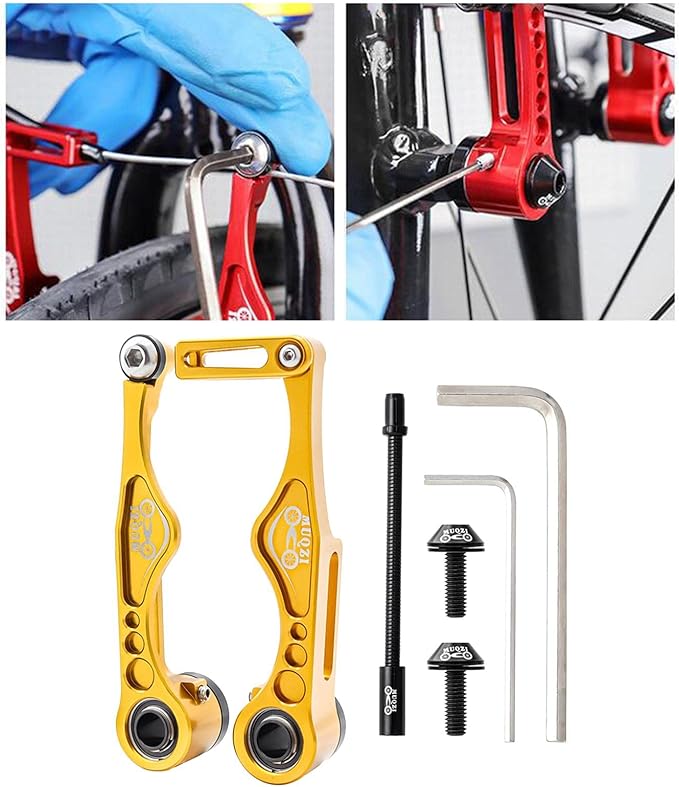 Linear Pull Bike V Brakes Front Rear Set Replacement Fit,Aluminum Alloy V-Type Bike Brake Set for Road Bike Bike BMX Repairing Accessories