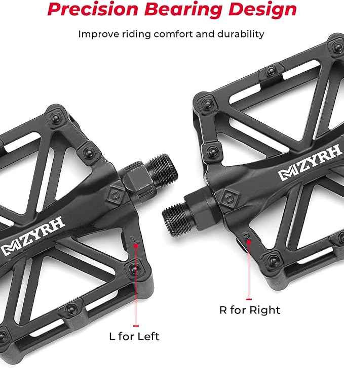 KEMIMOTO Mountain Bike Pedals MTB Bicycle Flat Pedals, 9/16'' CNC Aluminum Durable Sealed Bearing for Most Bikes BMX MTB Enduro Downhill Trail (Two Pack)