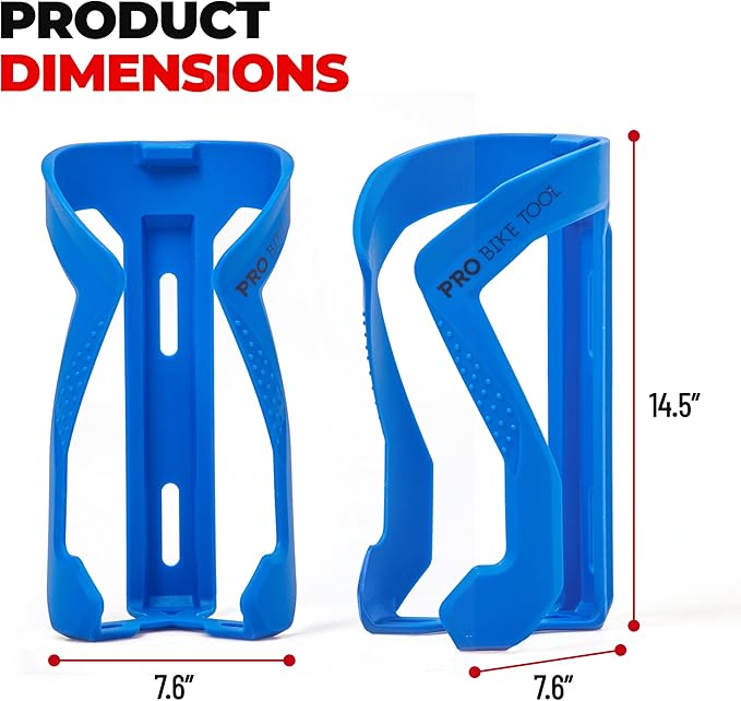 Pro-Bike Tool Bike Water Bottle Cage - Nylon & Glass Fiber - Lightweight 46g - Secure Retention - Fits 20-32 oz Bottle - Quick Install with Stainless Steel Bolts - Blue - Road & Mountain Bikes