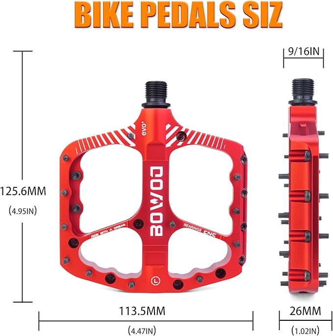Bike Pedals 9/16" Lightweight Non-Slip Bicycle Platform Pedals - Fits Most Adult Bikes & Mountain Bikes &MTB, Road Bikes and Slip-Resistant Design