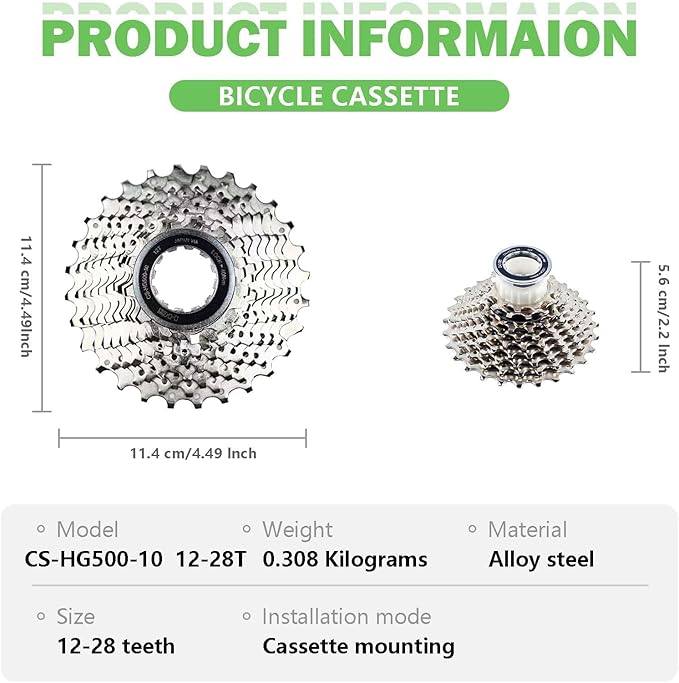 Bike Cassette 10 Speed Cassette Sprockets CS-HG500-10 Bike Sprocket for Mountain Bike Folding Bike Commuter Bike