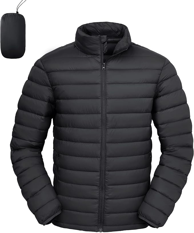 Men's Lightweight Packable Puffer Jacket Insulated Warm Winter Jackets Puffy Coat for Ski Hiking Travel
