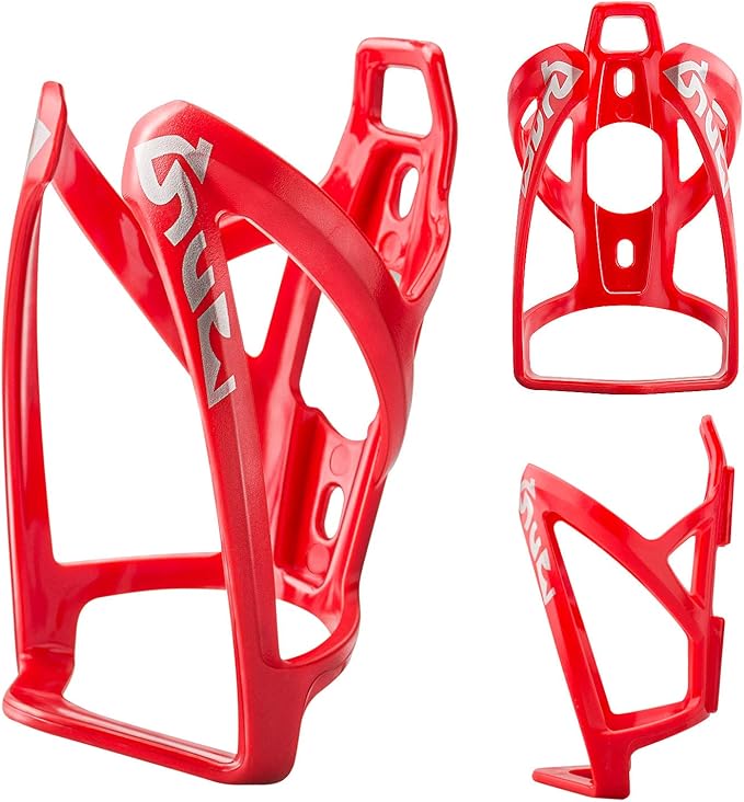 Bike Water Bottle Cage, Universal Bike Water Drink Holder, Durable Ultralight Plastic Water Bottle Holder for Bicycle, Cycling Bottle Cages for MTB, Road Bike, Mountain Bikes, 2 Pack - Red