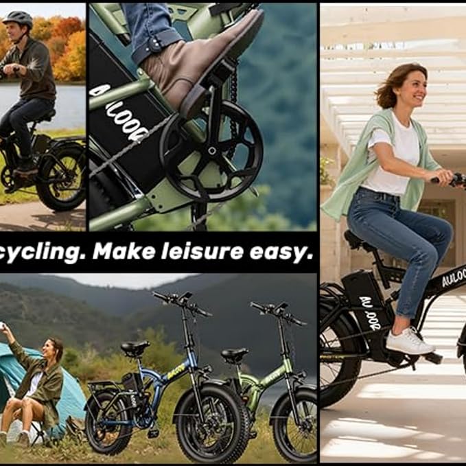Folding Electric Bike for Adults and Seniors, 1000W Motor 48V 20AH Battery 30MPH 80 Miles, 20" Fat Tire All Terrain Ebike, 7-Speed Commuter E Bike, Step-Thru Electric Bicycle for Women and Teens