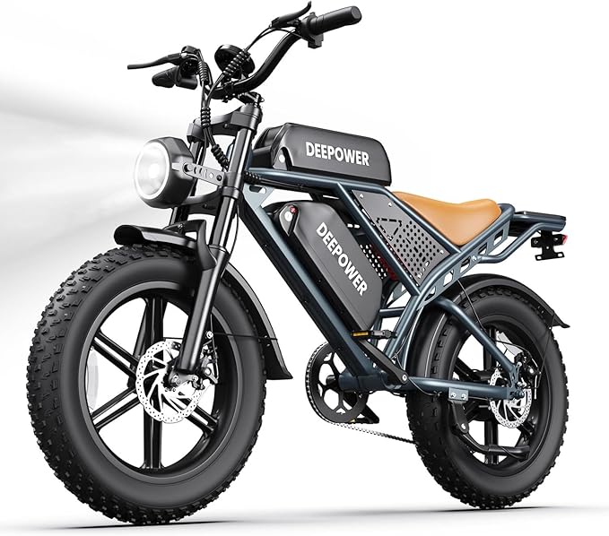 DEEPOWER Electric Bike for Adults,2000W Peak Motor&32MPH Electric Dirt Bike，48V 20AH/35AH/60AH Battery, 70-160 Max Miles,Dual Suspension Ebikes for Adults, 20" Fat Tire E Bike