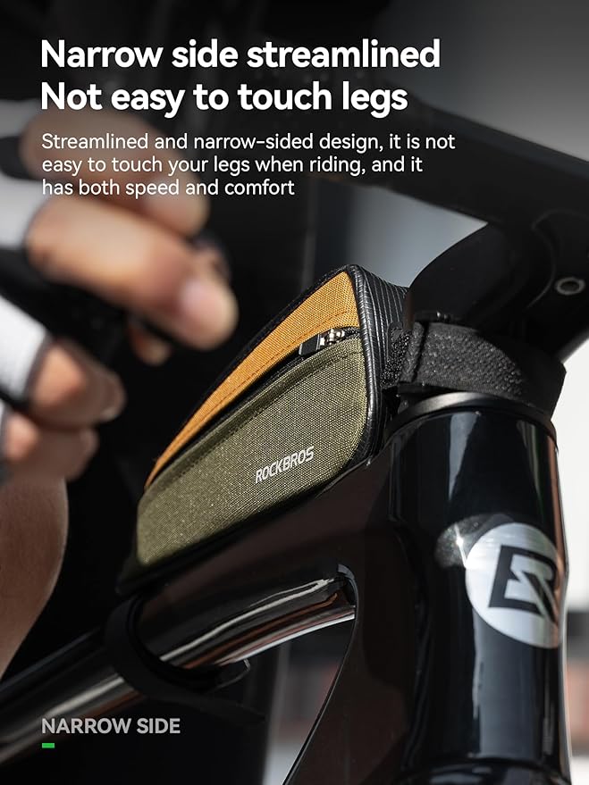 ROCKBROS Bicycle Small Top Tube Bag Bicycle Front Frame Bag Waterproof Bike Bag 0.25Lwith Double Sided Pockets Perfect for MTB Road Bike Cycling Commuting and Outdoor Adventures Festival Gifts
