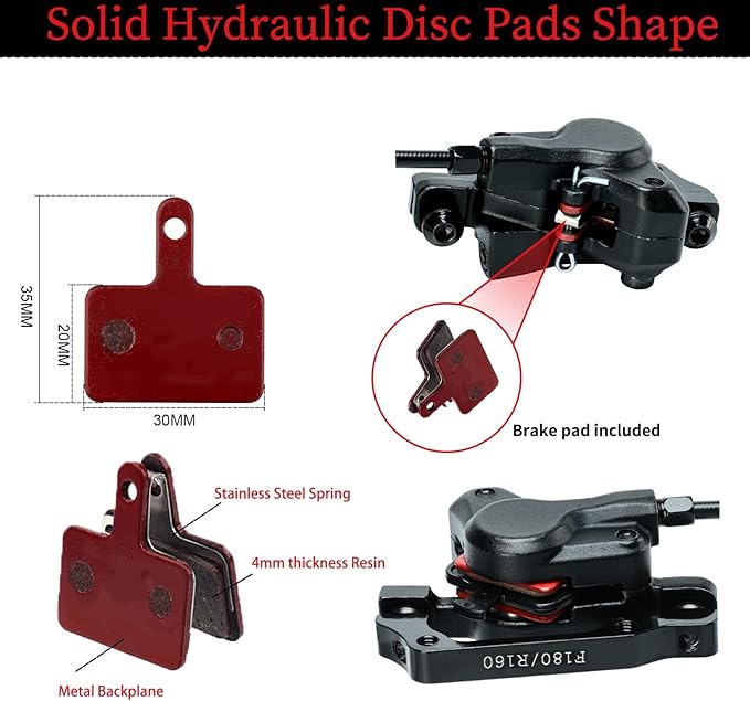 RUJOI Bike Disc Brake Kit, Hydraulic Disc Brake Set with Aluminum Oil Pressure Caliper and Full Aluminum Alloy Bicycle Brake Lever, 2 pcs 180mm Rotor, Pad Adjuster for Road Bike, Mountain Bike.