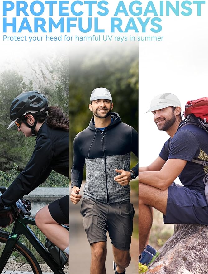 Hikenture Cycling Cap,Cooling Skull Cap Bike Hat with Sun Visor, Summer Breathable Helmet Liner Biking Cap for Men Women