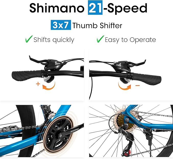 700C Hybrid Road Bike for Men & Women, 7/16/21/24 Speed, Lightweight Aluminum/Carbon Steel Frame Road Bike, Commuting/Racing Bike, Multiple Colors