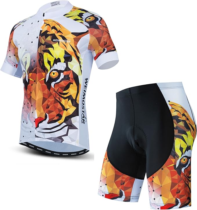 JPOJPO Cycling Jersey Men Set Bike Shirt Kit Short Sleeve Clothing Tops+5D Padded Shorts Summer Breathable Quick-Dry S-3XL