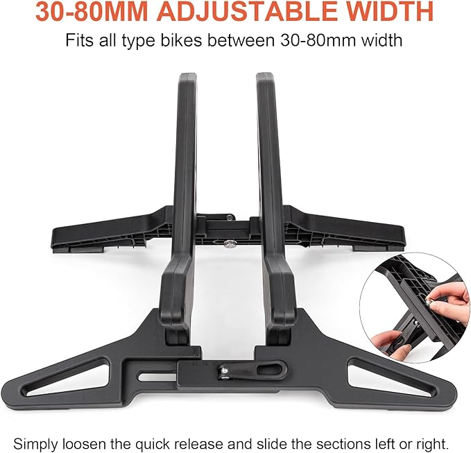 CXWXC Bike Floor Stand - Bicycle Parking Stand Fit 16"-29" Wheel, Adjustable Bike Floor Rack Stand for all 30-80mm Wide Tires (Black)