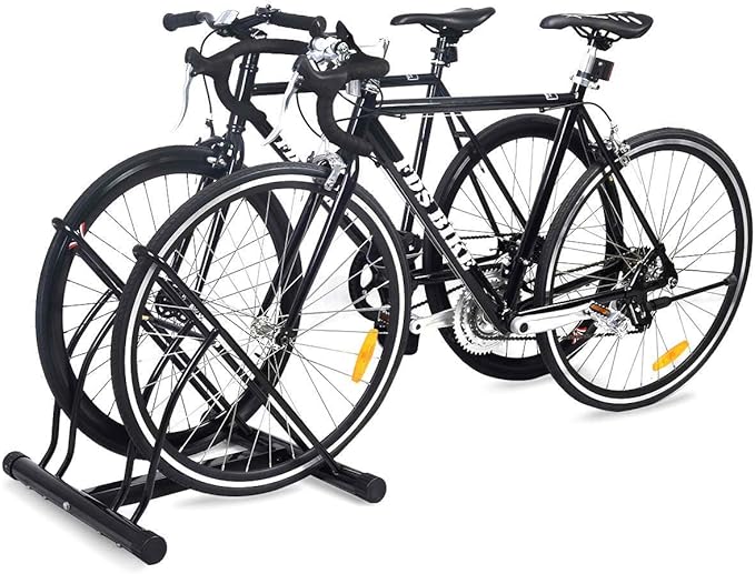 Goplus® Two Bicycle Bike Stand Rack Cycling Rack Floor Storage Organizer