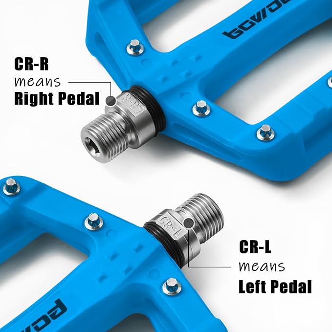 Flat MTB Bicycle Pedals Mountain Bike Colored Pedals, Glass-Fiber Nylon Composite Platform Pedal w 9/16" Sealed Cr-Mo Spindle, BMX Gravel Road Bike Pedals Clipless for Adult Women Youth Bikes