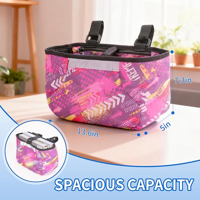 Kids Bike Handlebar Bag, Waterproof Bicycle Bags for Handlebars with Reflective Safety Straps, Multifunctional Cycling Front Pouch, Bike Crossbar Tool Storage Bag forBoys, Girls