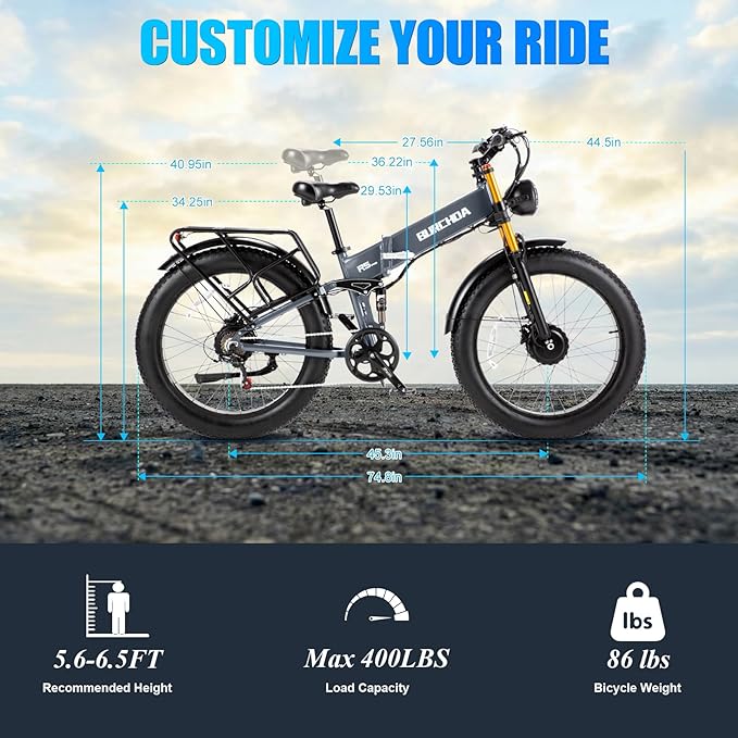 2026 Upgraded Dual Motors AWD Electric Bike for Adults 5000w/3000W/1500W Motor Dirt Ebike 40MPH/30MPH 52V/48V 30Ah/20Ah Battery Up to 90 Miles Long Range 26" Fat Tire Bicycle for Commute Mountains