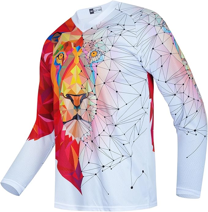 JPOJPO Men's Mountain Bike Jersey Long Sleeve MTB Off-Road Racing Downhill Motocross Shirts Quick Dry&Moisture-Wicking Tops