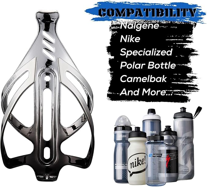 Corki Cycles Bike Water Bottle Holder Aluminum Alloy, Universal Bike Water Bottle Cage for Road, Mountain and Gravel Bikes - 1 Pack - Black Silver
