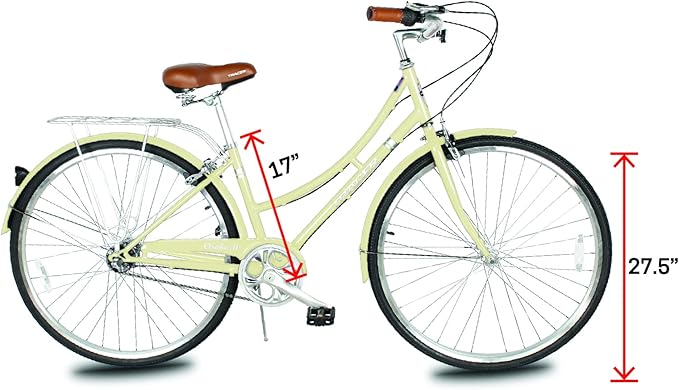 Tracer Osaka Hybrid Bikes, Steel Frame, Shimano Nexus Inter 3/7 Speed, Brown Seat Brown Grips, Road Bike, City Bike, Multiple Colors