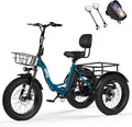 Qlife Triker Plus Electric Trike for Adults, Peak 1200W Motor Floding Trike Ebike, 624Wh E-Bike, 20MPH 65 Miles Electric Tricycle for Adults, 20x4.0 Fat Tire E-Bike, Foldable 3 Wheel for Adults