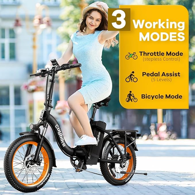 1000W Folding Electric Bike,48V 20AH Removable Battery E Bike,30+MPH,80 Miles Max Range Electric Bike for Adults,20" Fat Tire Foldable ebike,Adult Electric Bicycle for Commute Beach Snow
