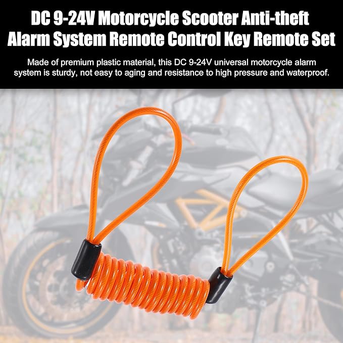 X AUTOHAUX Disk Brake Lock Motorcycle Alarm Disc Lock Security Reminder Cable Tool for Scooter Motorcycle Bike Brake Disc Orange
