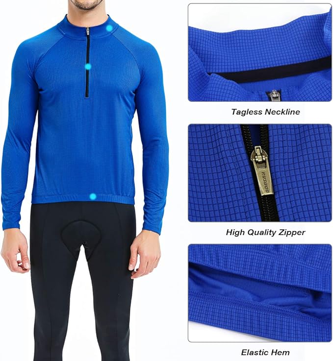 CATENA Men's Cycling Jersey Long Sleeve Shirt Running Top Moisture Wicking Workout Sports T-Shirt