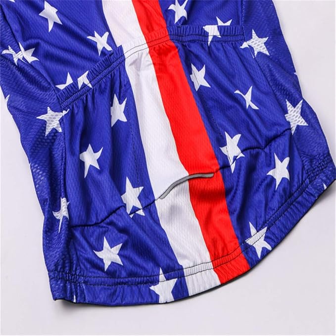 JPOJPO USA Cycling Jersey Men Short Sleeve Bike Shirts Biking Jersey Summer American Bicycle Tops with 3 Pockets Reflective