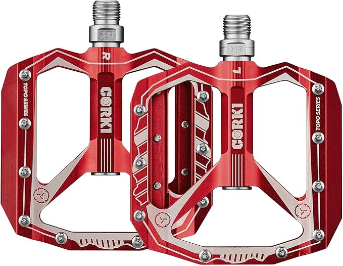 corki Extra Large Mountain Bike Pedals Flat, Aluminum Alloy MTB Pedals, Wide Platform Pedals 9/16"(Black Red Purple Green)